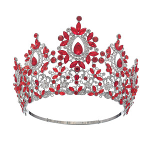 Corona de Lujo Grande y Redonda con Pedrería AB para Concurso de Belleza, Accesorios para el Cabello de Novia, Tiaras Nupciales - Product Image 5