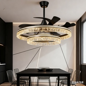 Lámpara de Techo con Ventilador de Cristal, 200W LED, Control Remoto, 4 Aspas, Decoración Moderna para Dormitorio y Comedor - Product Image 4