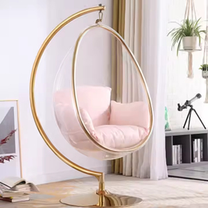 <span class=keywords><strong>Fauteuil</strong></span> œuf Wing avec cadre en acier inoxydable doré et design de bulle transparente tendance - Product Image 3