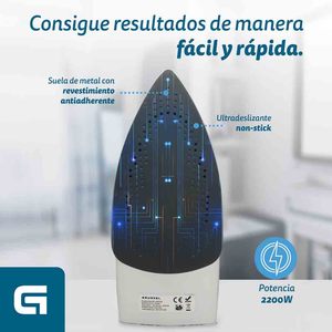 Ferro da stiro a vapore Grunkel 2200W con piastra antiaderente blu - Product Image 2