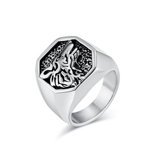 Men's <b>Wolf</b> Head Titanium Steel <b>Ring</b> Silver Gold Black Animal Jewelry Fashion Gift Hip Hop Punk Style - Product Image 5