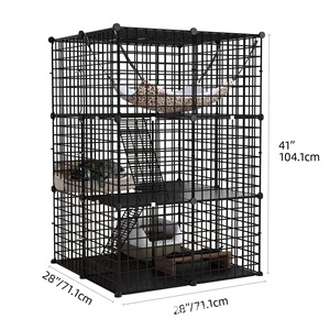 Assemblage simple Clôture intérieure et extérieure détachable pour animaux de compagnie <span class=keywords><strong>Cage</strong></span> pour petit oiseau chat et chien avec plateau en plastique pour chats et chiens - Product Image 2