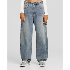 Ladies <b>Baggy</b> Straight Cut Sustainable Custom OEM Quick Dry Breathable High Waist Stylish Trending Design Denim Plus Size <b>Jeans</b> - Product Image 1