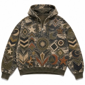 Sudadera con Capucha Personalizada OEM para Hombre, Diseño de Camuflaje con Múltiples Patrones, Apliques y Bordados - Product Image 1