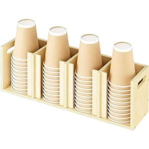 Portavasos de madera con múltiples compartimentos, estante de almacenamiento de vasos de papel de madera maciza para uso en mesas de cafeterías y tiendas de té. - Product Image 1