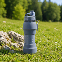 Gourde souple de sport et de voyage de 600 ml, sans BPA, pliable en silicone, bouteille pliable à boire directement, compatible lave-vaisselle, pour le camping