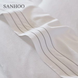 SANHOO 탑 호텔 침구 시트 300TC 면 침대 세트 자수 킹 사이즈 침실 세트 호텔 럭셔리 이불 커버 세트 - Product Image 3