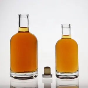 Garrafa de licor de vidro, melhor vendedor, garrafa de vidro de 200ml, 375ml, 50cl, 70cl, 75cl, garrafa redonda, borgin, tequila, pintura de cortiça