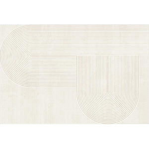 Tapis moderne Jinrui, rectangulaire, crème, à poils longs, antidérapant, pour salon, chambre à coucher, nouveau style 2024, motif géométrique - Product Image 2