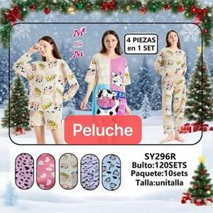 Set Pigiama in Peluche Natalizio 4 Pezzi Regalo per Riunioni Familiari Taglia M Stampa Digitale - Product Image 3