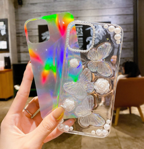 Honatop-funda de teléfono de lujo para IPhone 14 Pro Max, carcasa de epoxi, Sinfonía, perla, mariposa, para chicas y mujeres - Product Image 3