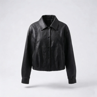Nouvelle veste courte en similicuir PU écologique style coréen pour femme, coupe ajustée, simple boutonnage, col rabattu, collection Printemps-Automne