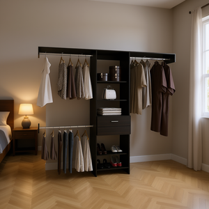 Sistema Armadio Calveston con 1 Cassetto e 4 Ripiani, Nero Wengue, Soluzione di Stoccaggio per Camera da Letto, Arredamento Moderno - Product Image 2