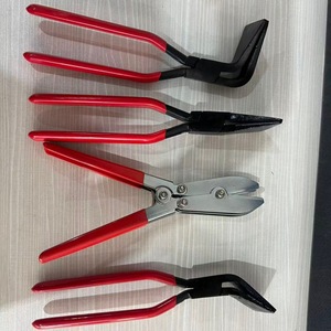 Pince à plier les tôles métalliques en acier au carbone de qualité industrielle, mâchoires lisses, poignée rouge, pour couper et plier - Product Image 3