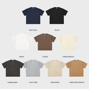 2025 Chemise en tricot compacte respirante <span class=keywords><strong>Palette</strong></span> de couleurs naturelles 350G Tee T-shirt de rue en coton lourd pré-rétréci - Product Image 4