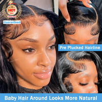 Peluca de Cabello Humano Crudo Vietnamita con Ondas Corporales y Frontal de Encaje HD Sin Pegamento para Mujeres Negras, Venta al por Mayor