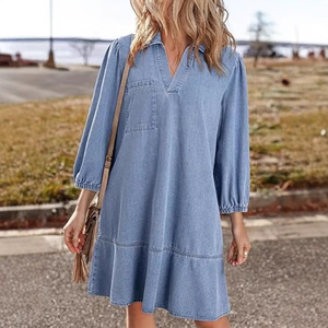 <span class=keywords><strong>Abito</strong></span> a maniche lunghe da donna in Denim più colori disponibili - Product Image 2
