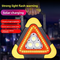 Triangle de signalisation pour voiture, réflecteur trépied, feu stop de sécurité éclairé, lampe d'urgence LED verticale à énergie solaire, matériau ABS