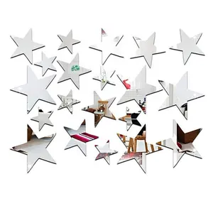 3D акриловые настенные Стикеры, зеркальная поверхность, настенная наклейка, звезда, декоративная художественная бумага, Декор для дома и офиса