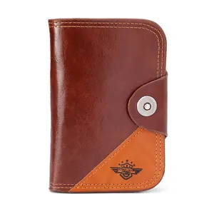 Portefeuille long à triple pli en cuir PU tendance Vintage Mans Portefeuille pour homme en cuir avec logo personnalisé avec boucle magnétique et cartes d'identité