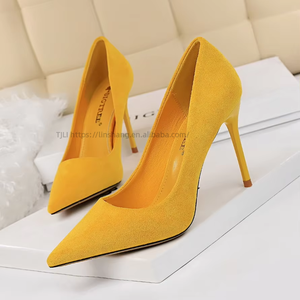 Escarpins sexy pour femmes en daim, à bout pointu et talon haut, avec amorti, style mode et élégant - Product Image 1