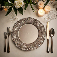 Assiettes de présentation en or écologiques de luxe modernes en émail durable avec motif personnalisable pour les mariages et les fêtes en plastique