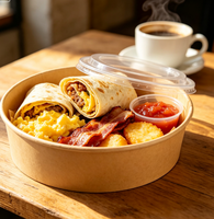 Boîte à emporter en papier kraft enduit de qualité alimentaire, impression dorée, pour salade, hamburger, snack, pizza, bonbons