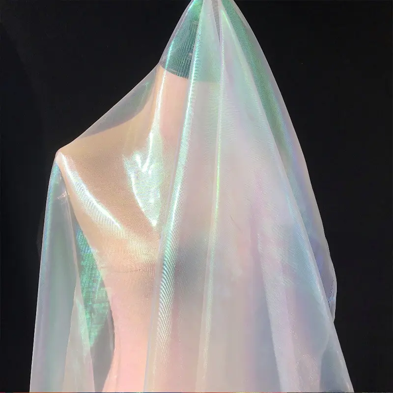 LS189 แฟชั่นสีเลเซอร์ผ้าตกแต่ง Organdy ชุดแต่งงานกระโปรง Organza ผ้าตาข่ายผ้ากอซ