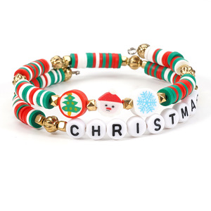 Merry Christmas <b>Beaded</b> <b>Bracelets</b> Acrylic Resin Imitation Pearl Cartoon Party Jewelry Unisex - Product Image 5