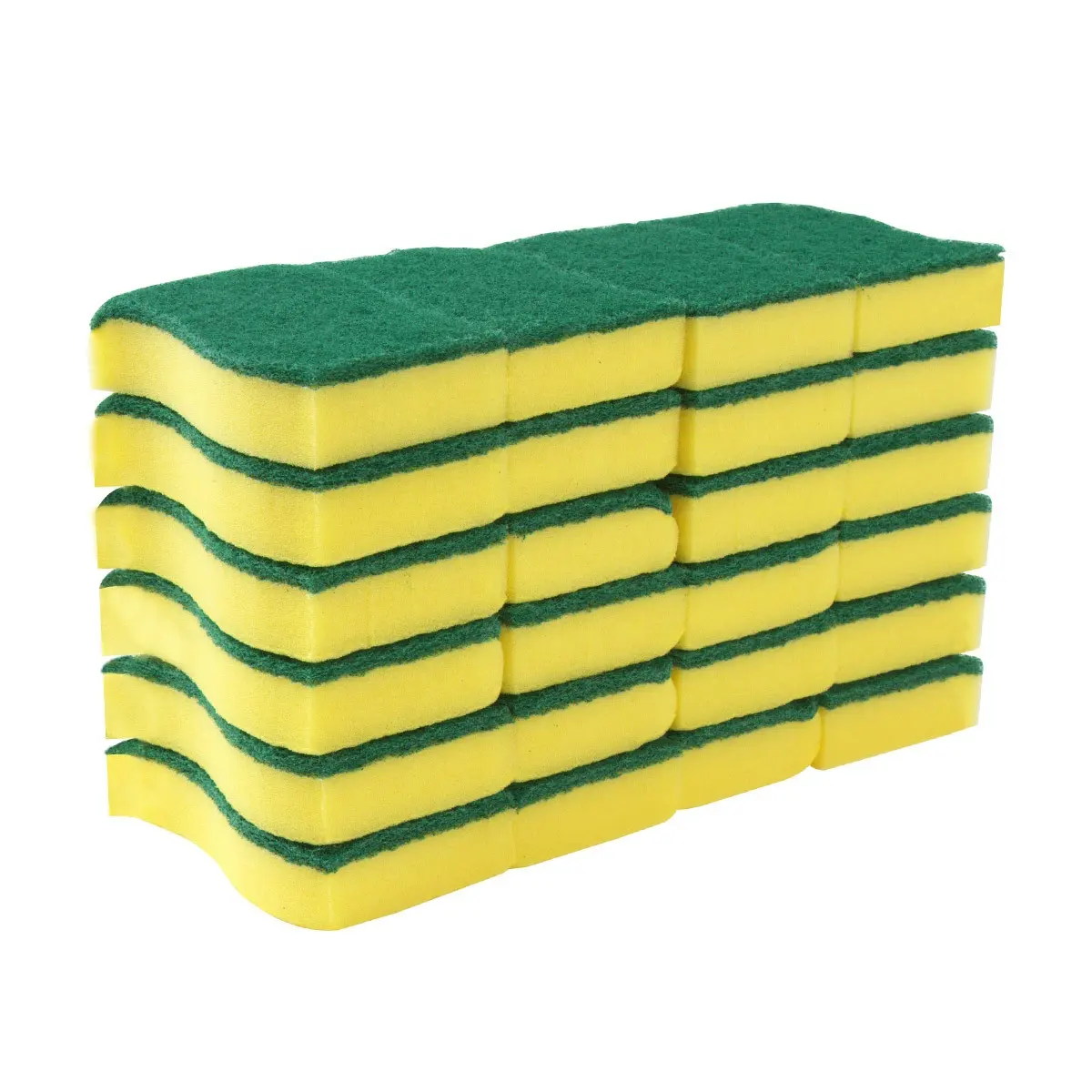 Esponja de limpieza de cocina, almohadilla de fregado, Color verde y amarillo