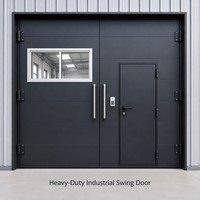 Puerta Batiente Industrial de Acero Galvanizado con Aislamiento Térmico y Tirador Plano para Fábrica, Taller o Estructura Metálica