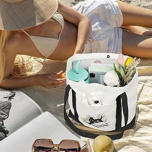 Sac fourre-tout en toile de coton avec logo personnalisé, réutilisable pour les étudiants, les courses, la plage, les voyages ou comme cadeau pour le supermarché - Product Image 4