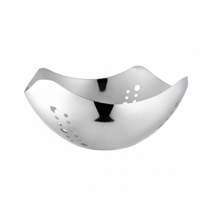 Cuenco de acero inoxidable para frutos secos, tazón de fruta con forma curvada y agujeros cuadrados, diseño único - Product Image 1