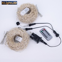Guirnalda de Luces Decorativas Tipo Pirotecnia, Color Blanco Cálido, Luces Centelleantes con Control Remoto, 8 Modos, Cable de Cobre Impermeable