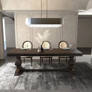 Tavolo da Pranzo con Basamento in Legno di Grande Successo Stile Rustico in Legno Massello Bianco per <span class=keywords><strong>Cucina</strong></span> e Sala da Pranzo Stile Industriale Country - Product Image 5