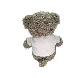 Wholesale Sweet Custom Logo Brand Clothes T Shirt Grey Stuffed Animal Teddy Bear Toys Plush Toy For Kid Best Gifts