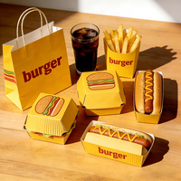 Boîtes à emporter jetables biodégradables écologiques pour burgers et frites, avec poignée, option de logo personnalisé en relief