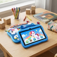 Tablette pour enfants 7 pouces Android 8.1 2 Go 16 Go WiFi 1024x600 bleue avec étui en silicone licorne et support