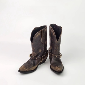 <span class=keywords><strong>Stivali</strong></span> da Cowboy Western Retrò Effetto Invecchiato per <span class=keywords><strong>Donna</strong></span>, Nuovi <span class=keywords><strong>Stivali</strong></span> Autunno-Inverno in Vera Pelle Marrone con Punta Affusolata - Product Image 1