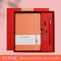 Couverture de carnet A5 à couverture rigide avec bande élastique, pages intérieures lignées, rose, journal personnalisé