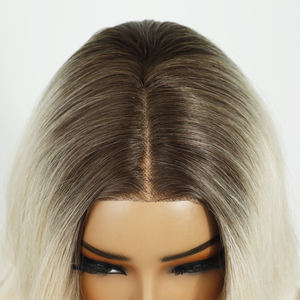 Perruque <span class=keywords><strong>mi</strong></span>-longue en fibre synthétique de 24 pouces avec <span class=keywords><strong>frange</strong></span> droite, ondulée, bouclée, ondulée, pour un usage quotidien, taille de bonnet réglable - Product Image 2