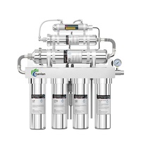 Purificateur d'eau RO 600GPD à 8 étapes avec UV pour usage domestique, avec structure entièrement en acier inoxydable et manomètre de pression d'eau