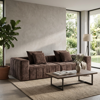 Canapé modulaire personnalisé en velours avec éponge haute densité et service de correspondance des couleurs pour villa