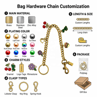 Chaîne de sac en laiton plaqué or PVD, chaînes de sac à main en cuivre avec deux chaînes à anneaux en O, adaptées aux sacs fourre-tout de marque haut de gamme, accessoires