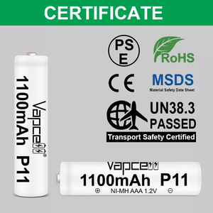 Vapcell P11 NI-MH <span class=keywords><strong>AAA</strong></span> 1100mah 10440 <span class=keywords><strong>1.2V</strong></span> Batteries cylindriques rechargeables au lithium-ion pour jouets - Product Image 3