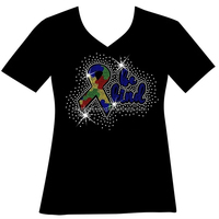 Motifs thermocollants personnalisés pour t-shirts, ruban autisme, autocollants de sensibilisation, motifs en cristal SS10