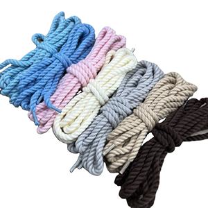 5mm Custom 100% Naturfarbe Baumwolle Braid Schnürsenkel Seil Schnürsenkel 1,2 m pro Streifen - Product Image 1