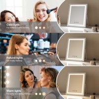 Miroir de maquillage LED à luminosité réglable, carré, personnalisable avec logo, vente en gros, fourni par l'usine