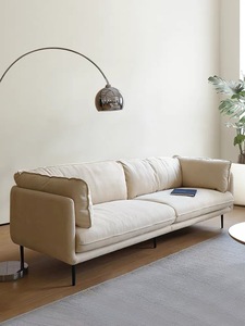 Canapé en tissu crème, style nordique moderne minimaliste, ensemble modulaire carré, appartement, salon, rembourrage en éponge, pieds en acier inoxydable - Product Image 2