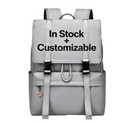 Sac à dos pour ordinateur portable personnalisable en stock, noir et gris, Oxford, léger, durable, voyage, travail, bureau, étudiant, collège